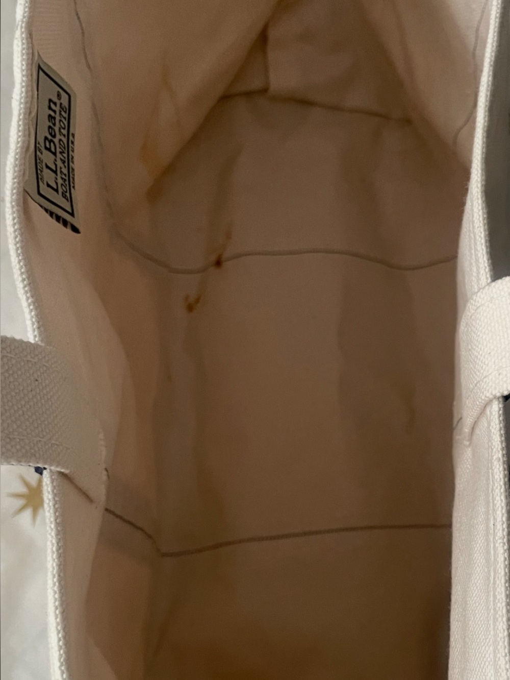 L. L. Bean Boat and Tote Large Canvas Tote Cream and Navy - Picture 7 of 13